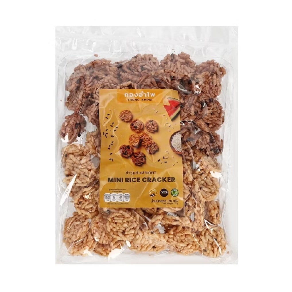Thong Ampai Mini Rice Crackers – Original Flavor 170g × 3 packs - Image 3